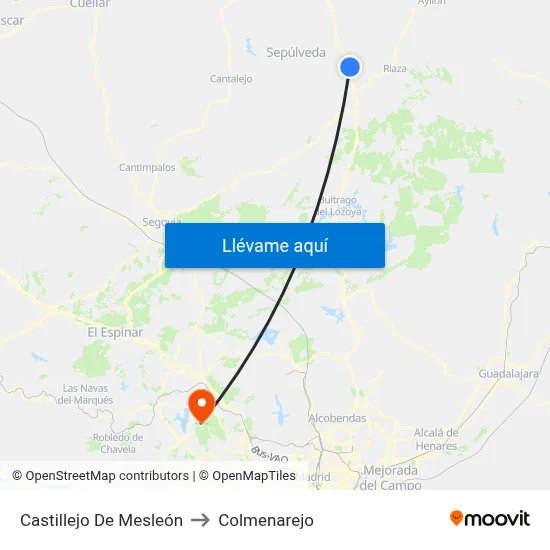 Castillejo De Mesleón to Colmenarejo map