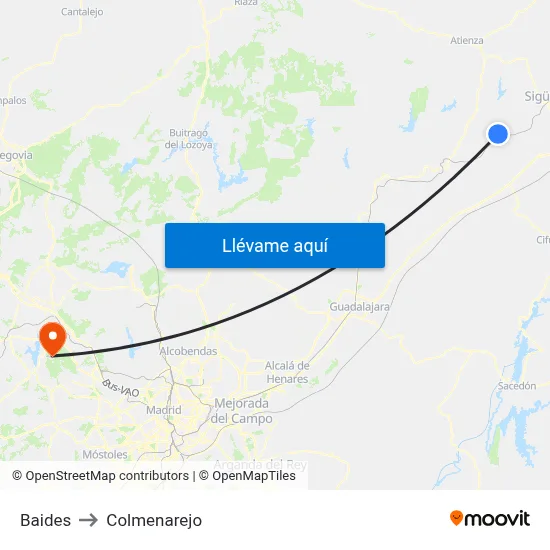 Baides to Colmenarejo map