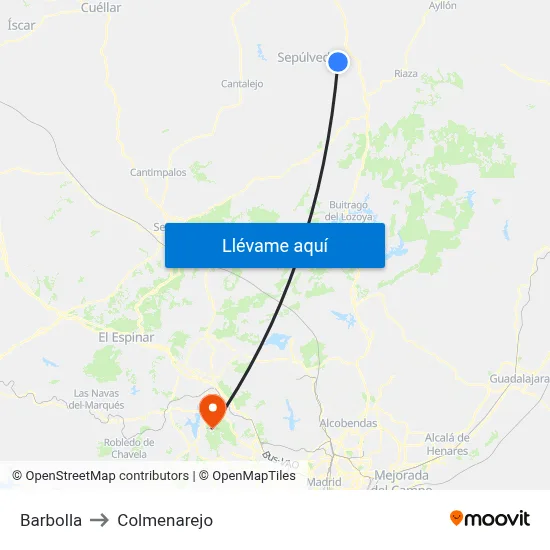 Barbolla to Colmenarejo map
