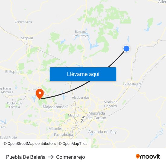 Puebla De Beleña to Colmenarejo map