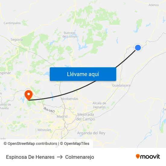 Espinosa De Henares to Colmenarejo map