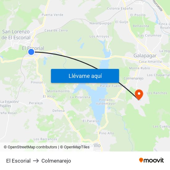 El Escorial to Colmenarejo map