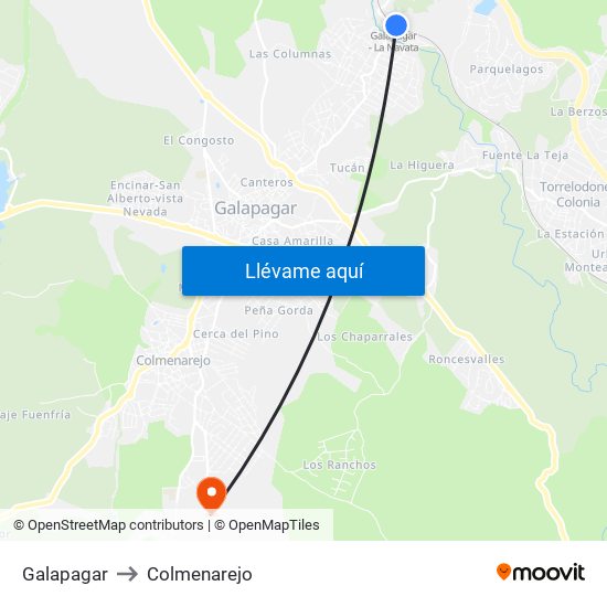 Galapagar to Colmenarejo map