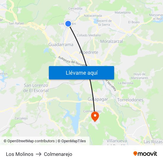 Los Molinos to Colmenarejo map