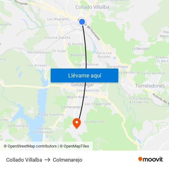 Collado Villalba to Colmenarejo map