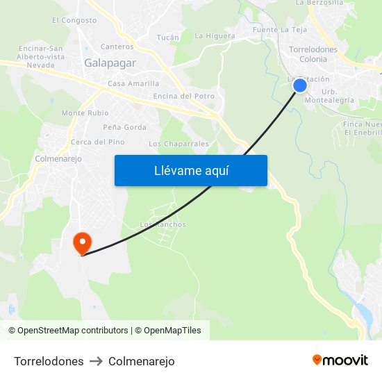 Torrelodones to Colmenarejo map