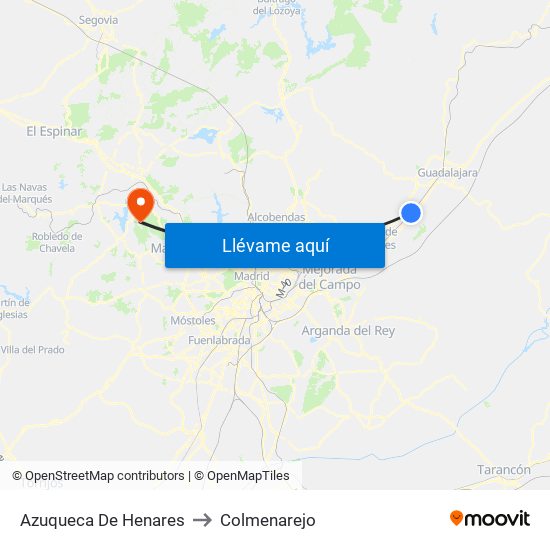 Azuqueca De Henares to Colmenarejo map