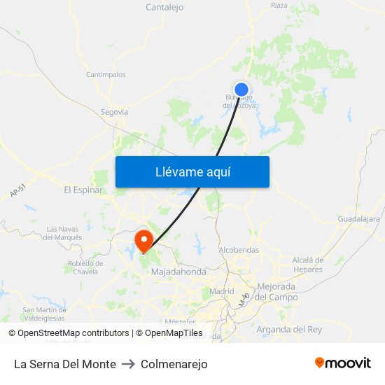 La Serna Del Monte to Colmenarejo map
