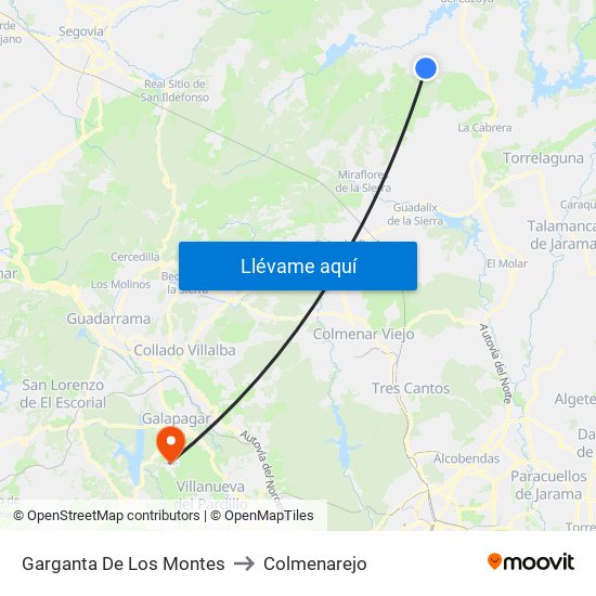 Garganta De Los Montes to Colmenarejo map