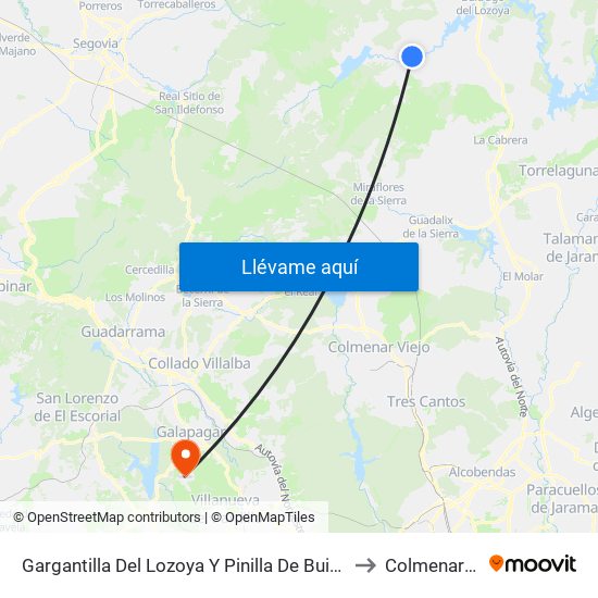 Gargantilla Del Lozoya Y Pinilla De Buitrago to Colmenarejo map