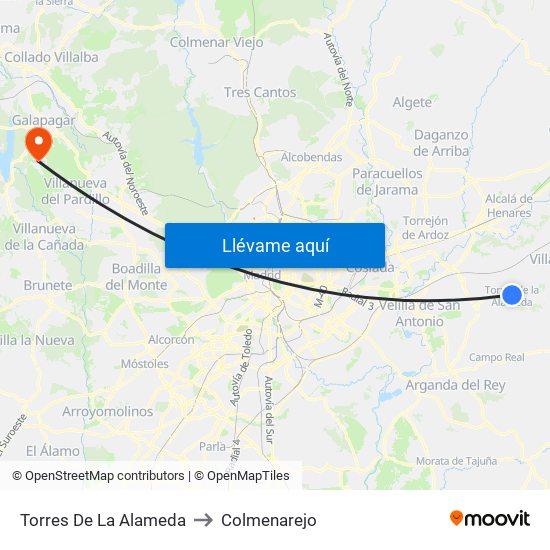 Torres De La Alameda to Colmenarejo map