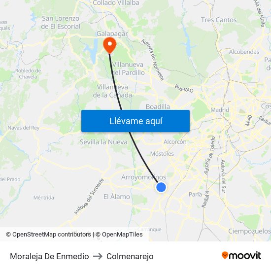 Moraleja De Enmedio to Colmenarejo map