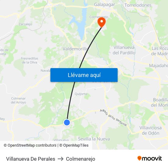 Villanueva De Perales to Colmenarejo map