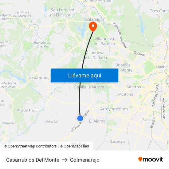 Casarrubios Del Monte to Colmenarejo map