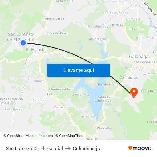 San Lorenzo De El Escorial to Colmenarejo map