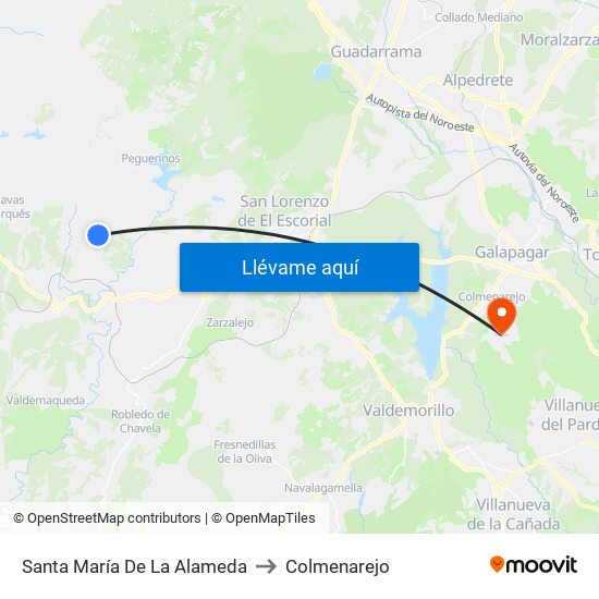 Santa María De La Alameda to Colmenarejo map