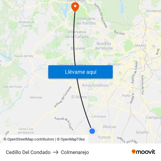 Cedillo Del Condado to Colmenarejo map
