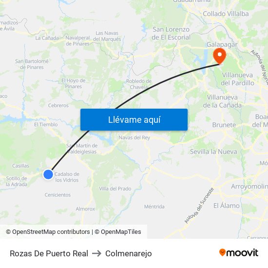 Rozas De Puerto Real to Colmenarejo map