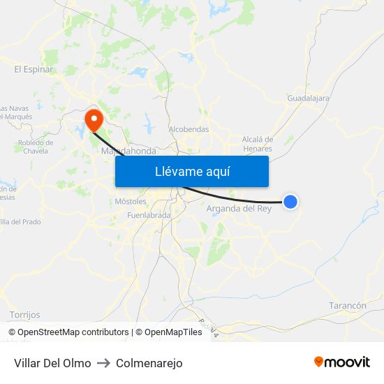 Villar Del Olmo to Colmenarejo map