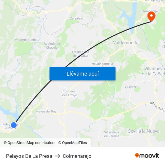 Pelayos De La Presa to Colmenarejo map