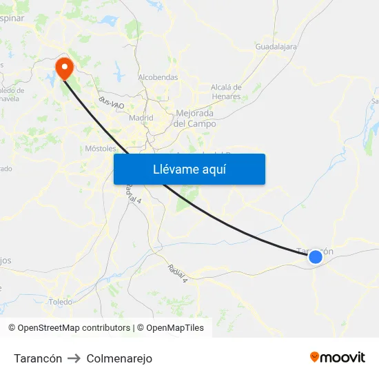 Tarancón to Colmenarejo map
