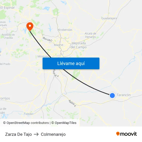 Zarza De Tajo to Colmenarejo map