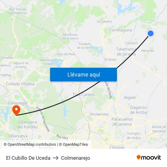 El Cubillo De Uceda to Colmenarejo map