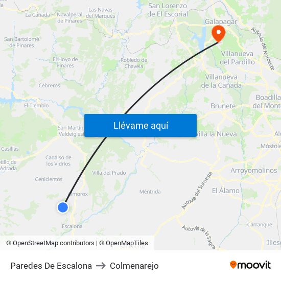 Paredes De Escalona to Colmenarejo map