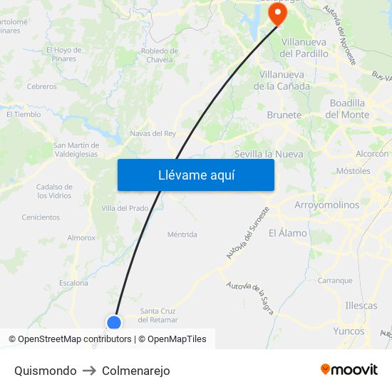 Quismondo to Colmenarejo map