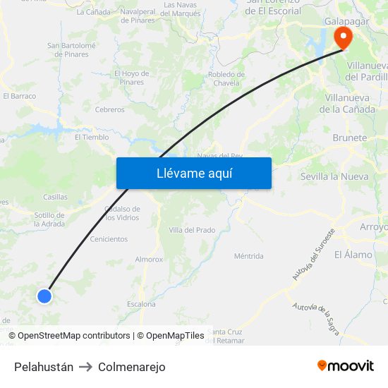 Pelahustán to Colmenarejo map