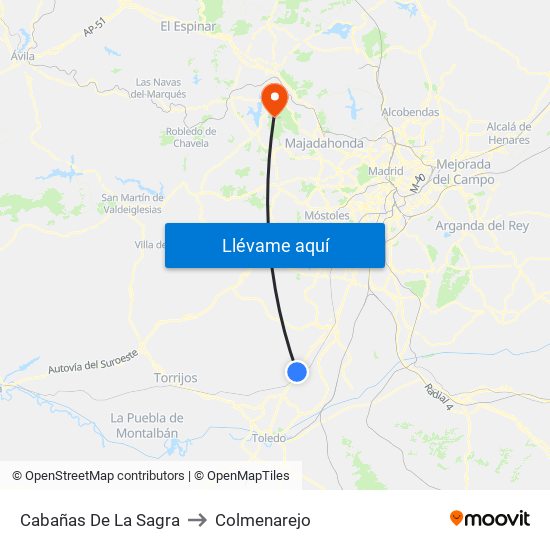 Cabañas De La Sagra to Colmenarejo map
