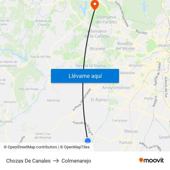 Chozas De Canales to Colmenarejo map
