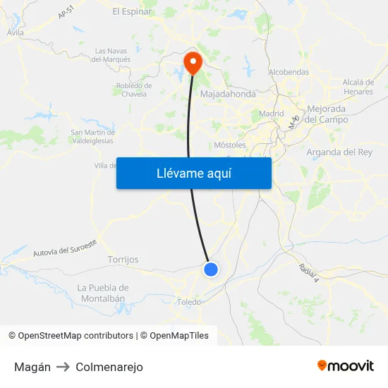 Magán to Colmenarejo map