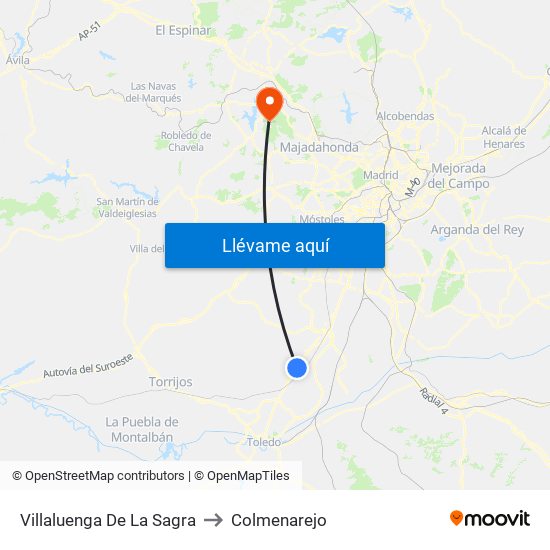 Villaluenga De La Sagra to Colmenarejo map