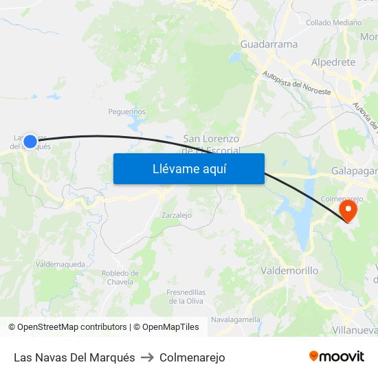 Las Navas Del Marqués to Colmenarejo map