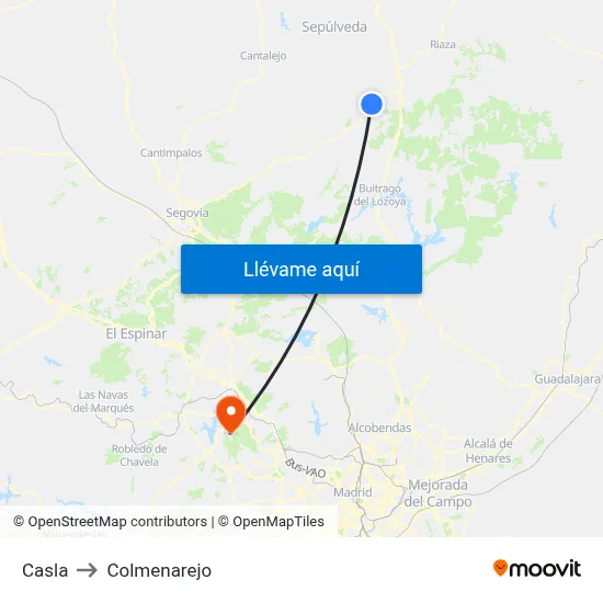 Casla to Colmenarejo map