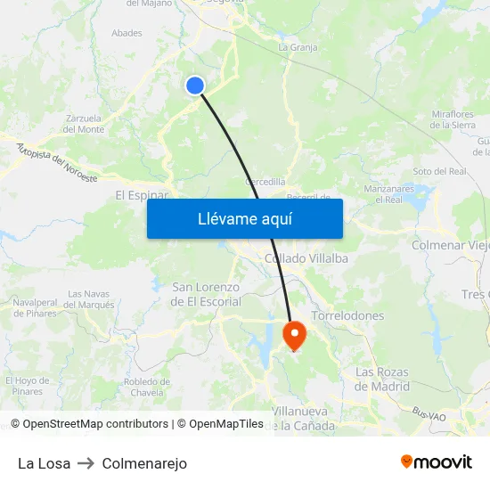 La Losa to Colmenarejo map