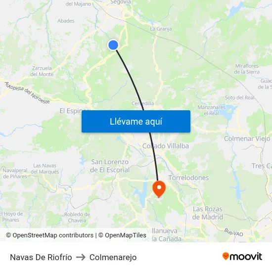 Navas De Riofrío to Colmenarejo map