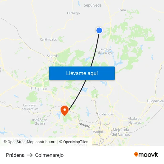 Prádena to Colmenarejo map