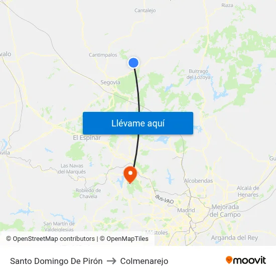 Santo Domingo De Pirón to Colmenarejo map