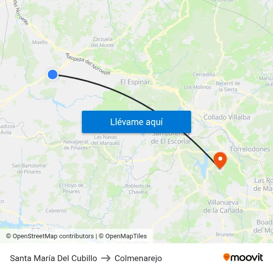 Santa María Del Cubillo to Colmenarejo map
