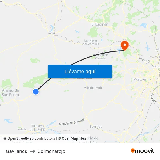 Gavilanes to Colmenarejo map