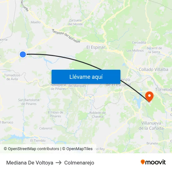 Mediana De Voltoya to Colmenarejo map