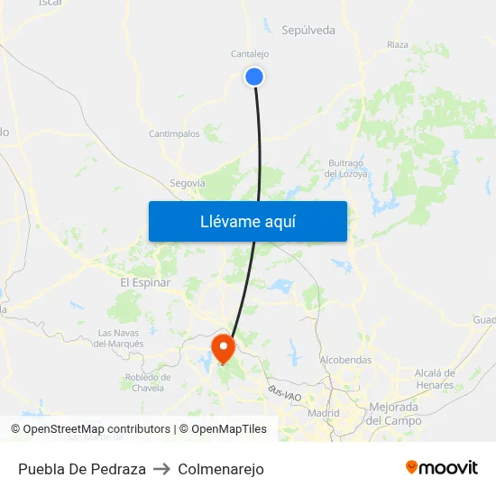 Puebla De Pedraza to Colmenarejo map