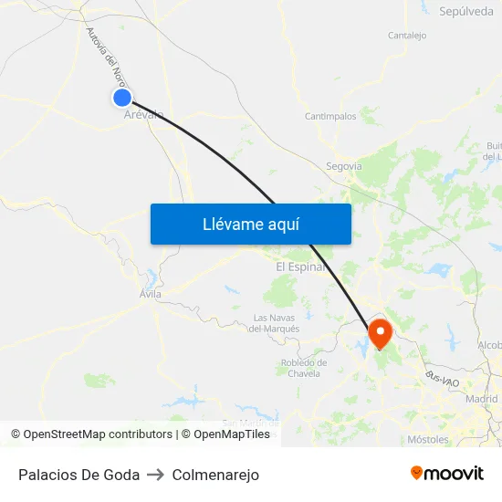 Palacios De Goda to Colmenarejo map