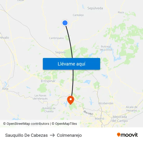 Sauquillo De Cabezas to Colmenarejo map