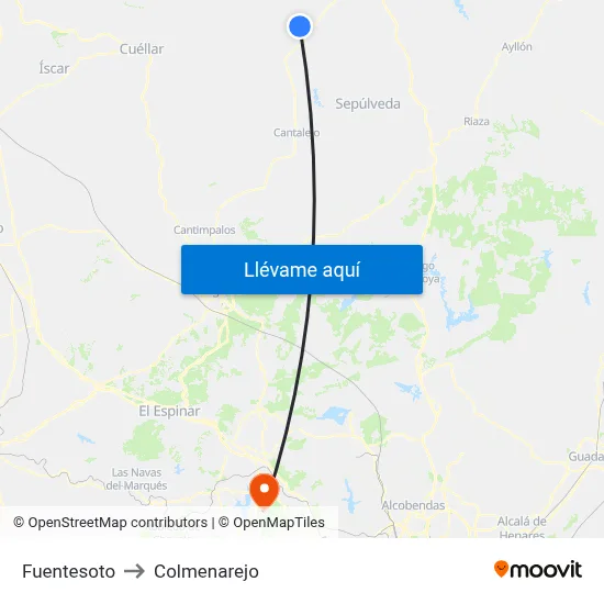 Fuentesoto to Colmenarejo map