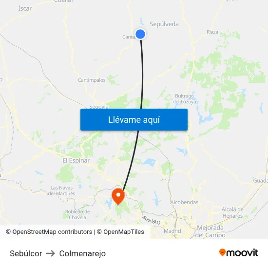 Sebúlcor to Colmenarejo map