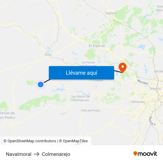Navalmoral to Colmenarejo map