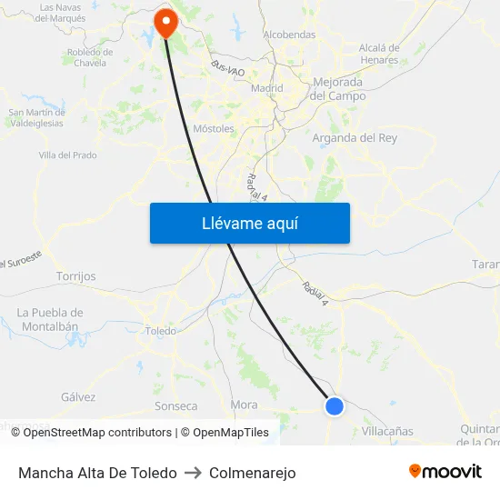 Mancha Alta De Toledo to Colmenarejo map